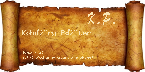 Koháry Péter névjegykártya
